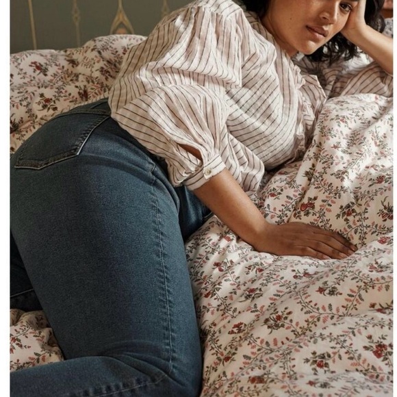 ✨PILCRO BY ANTHROPOLOGIE BRIANNA RUFFLE BOHO STRIPE PEASANT SLEEVE BLOUSE✨ - Picture 8 of 8